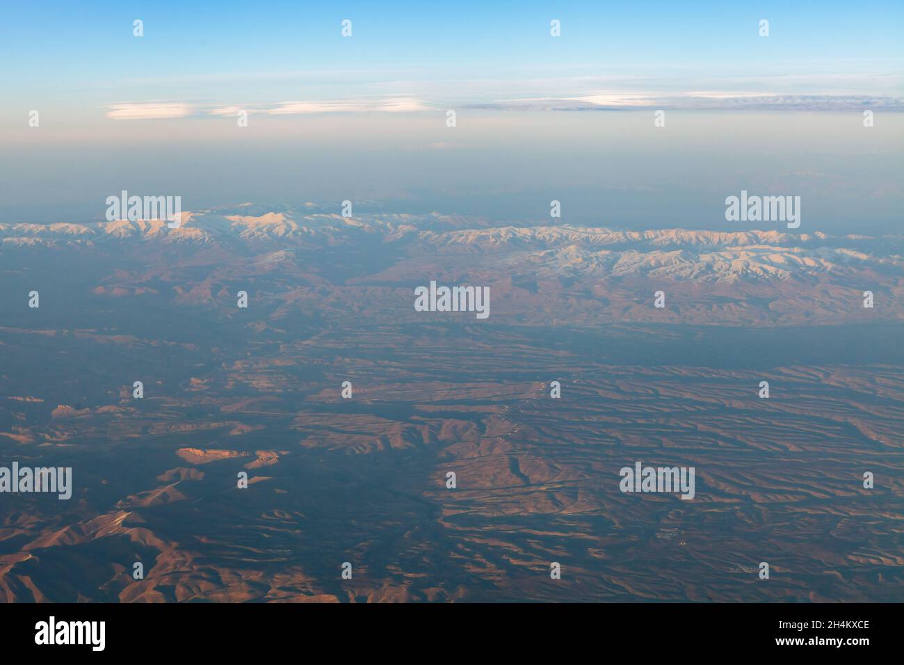 Aerial view of Zagros mountains, between Iraq and Iran Stock Photo