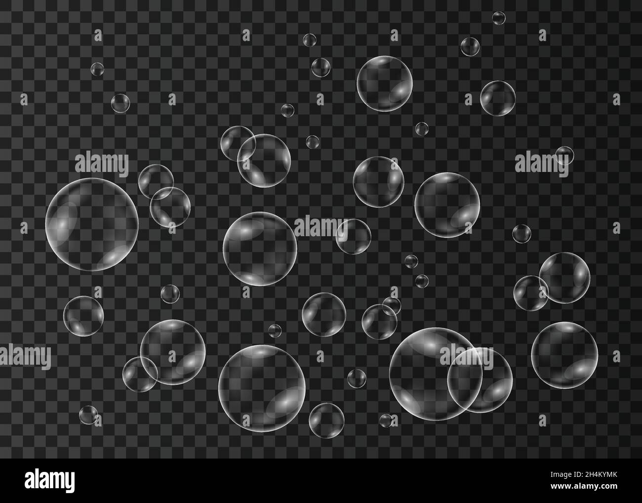 Underwater fizzing air bubbles on transparent background. Fizzy ...