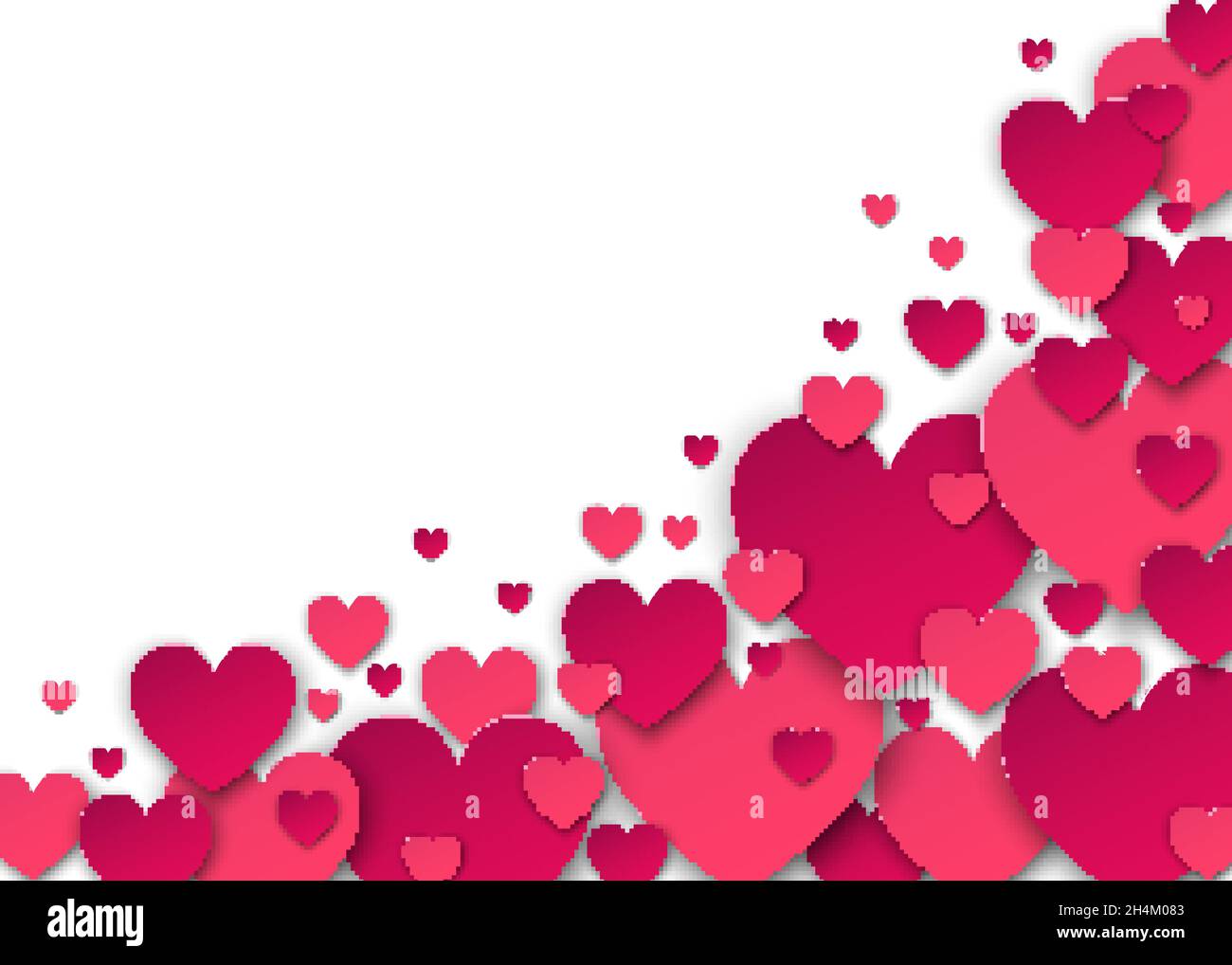 Valentines day background with pink cut paper hearts. Vector ...