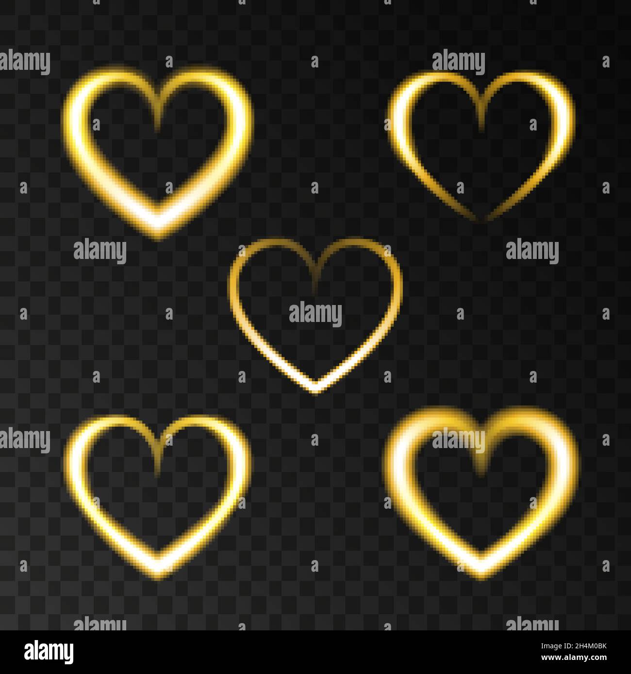 Neon golden heart. Love. Light gold effect for Happy Valentine's Day ...