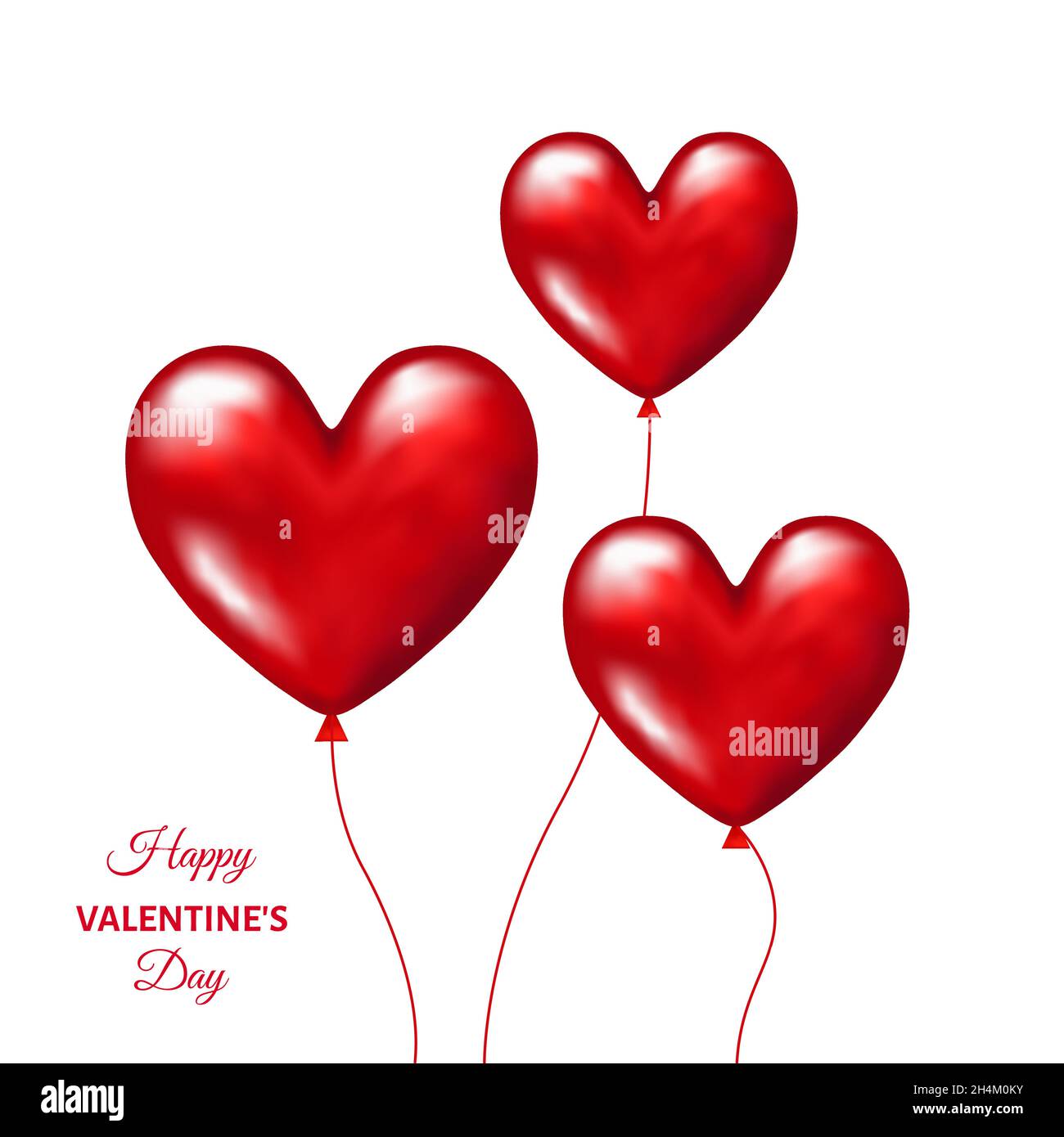 Red realistic 3d balloons in shape of hearts for Valentines day ...