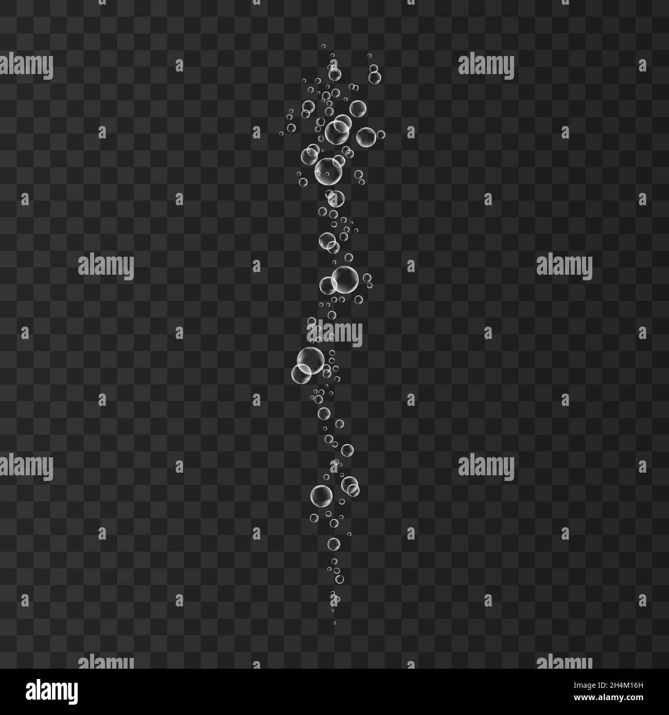 Effervescent drink. Underwater gas bubbles on transparent background. Fizzy sparkles in water