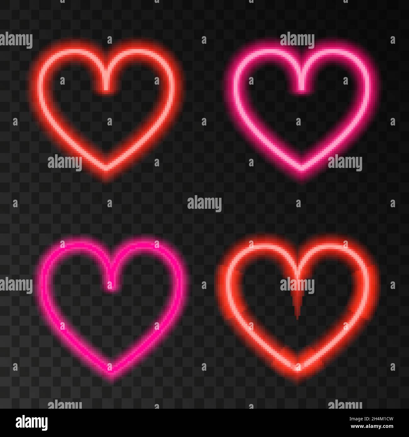 Neon red and pink heart. Love. Light 