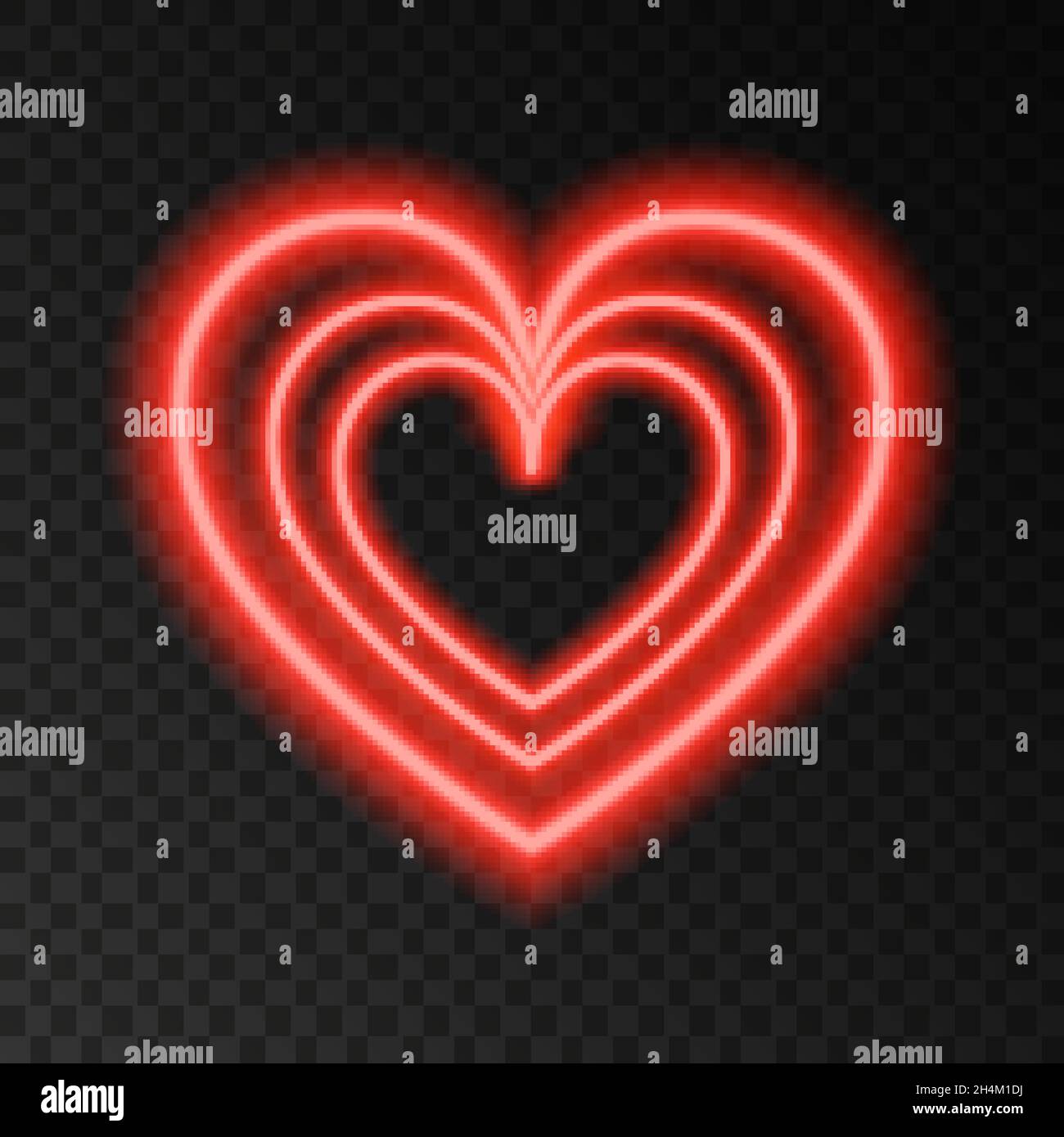 Neon glow red heart. Love. Light effect 