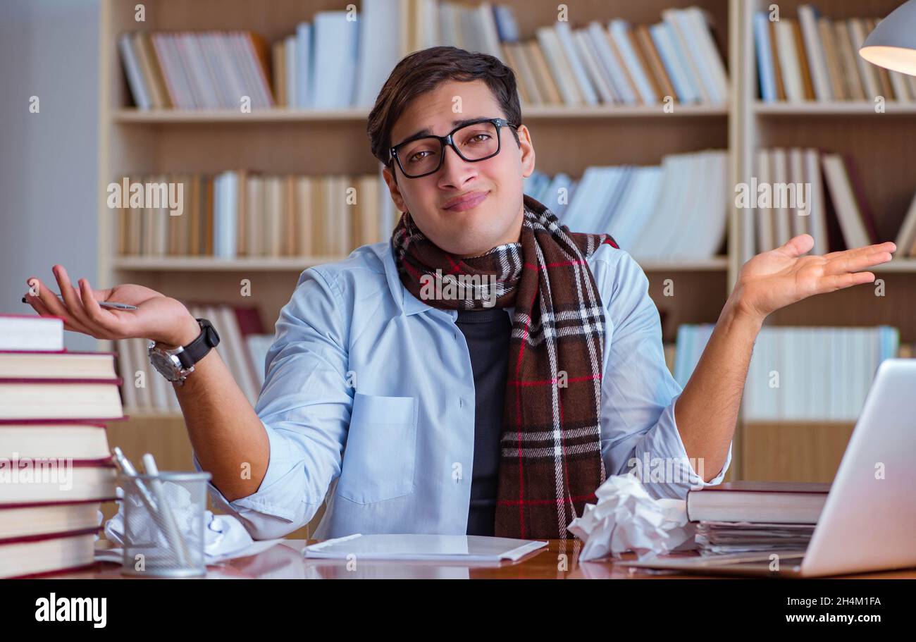 Writer In Library Struggling to study in library hi-res stock photography and images - Alamy