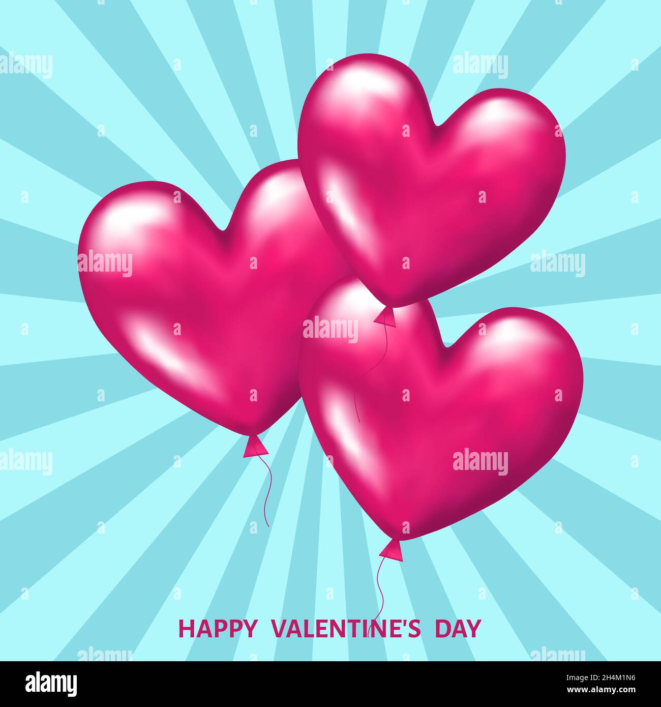 Pink realistic 3d balloons in shape of hearts for Valentines day ...