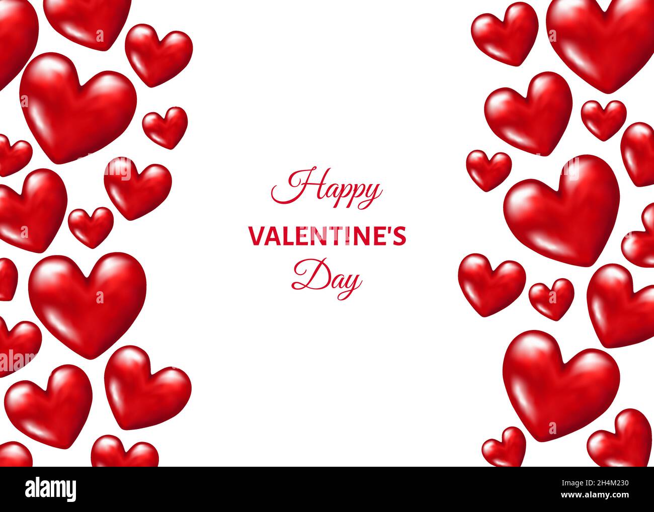 Valentines day background with realistic 3d red hearts. Weeding ...