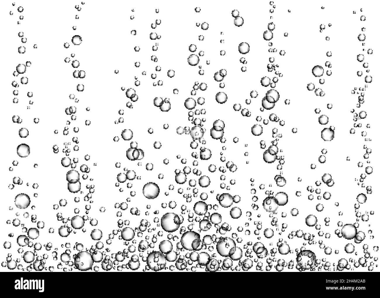 Underwater fizzing air bubbles on white  background. Soda pop. Fizzy sparkles in water, aquarium. Effervescent drink. Undersea vector texture. Stock Vector