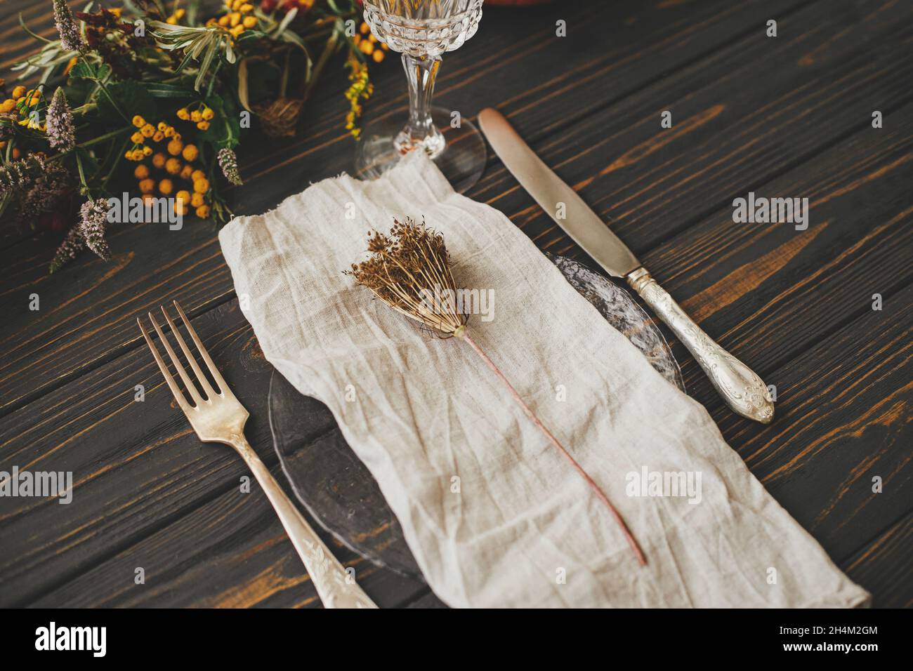 Elegant table setting with full serving of traditional fanesca soup and  accessories Stock Photo - Alamy