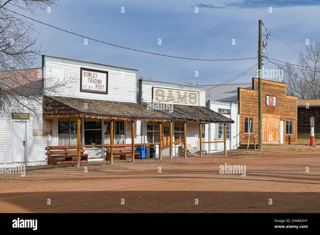 Ghost town storefronts, Rowley, Alberta, Canada Stock Photo