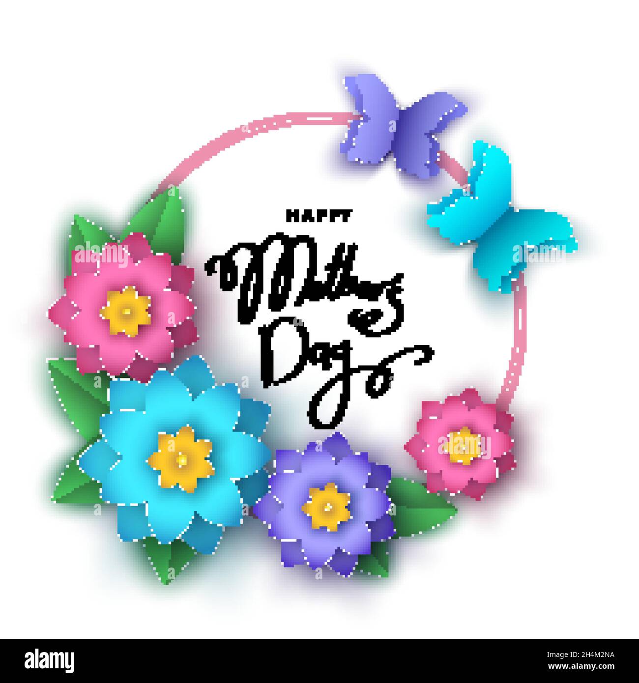 Happy mother's day banner template with abstract paper cut flowers ...