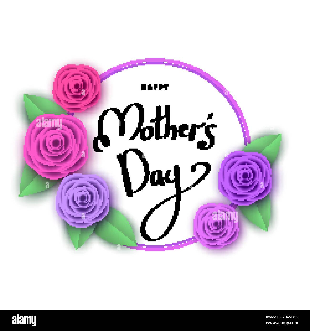 Happy mother's day greeting card with flowers, lettering. Roses for