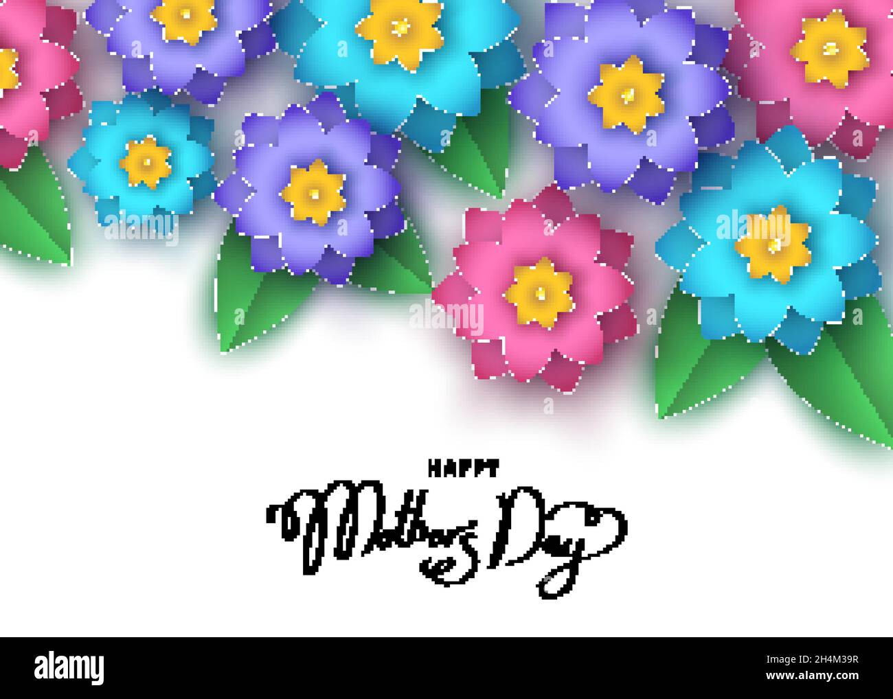 Happy mother's day banner template with abstract paper cut flowers,  lettering. Summer or spring season floral colorful background for greeting  car Stock Vector Image & Art - Alamy