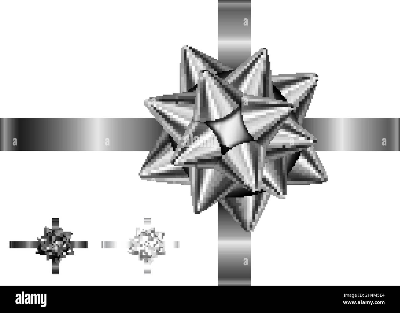Black, grey and silver  bow and ribbon isolated on white background for black friday sale design. Vector realistic decor elements set  for banner, bus Stock Vector