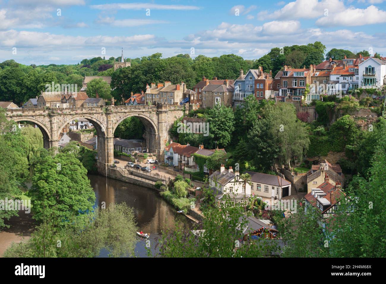 Knaresborough, view in summer of residential property sited in the