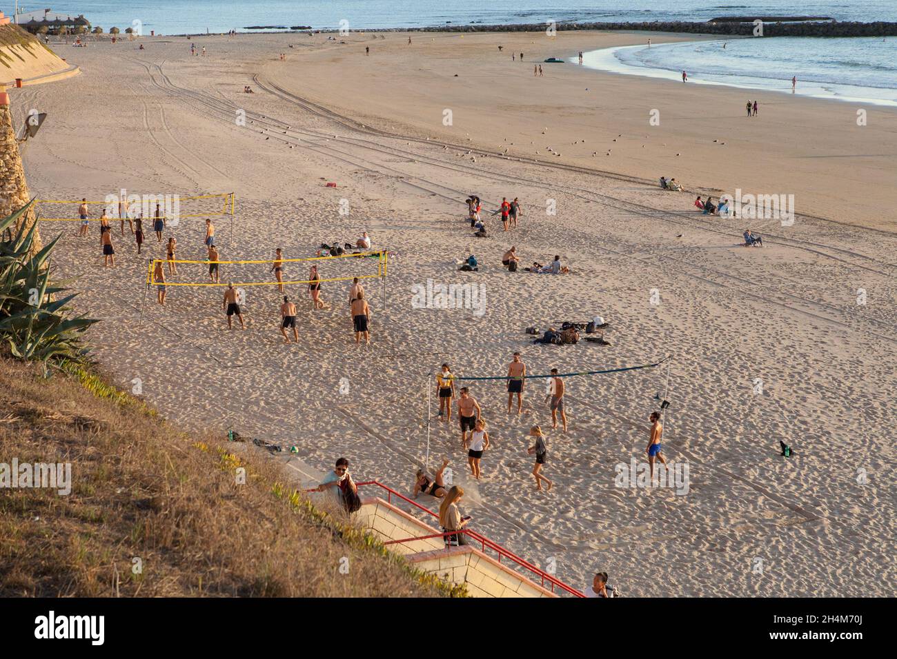 Games of volleyball on Playa de Santa María del Mar in Cadiz Stock Photo
