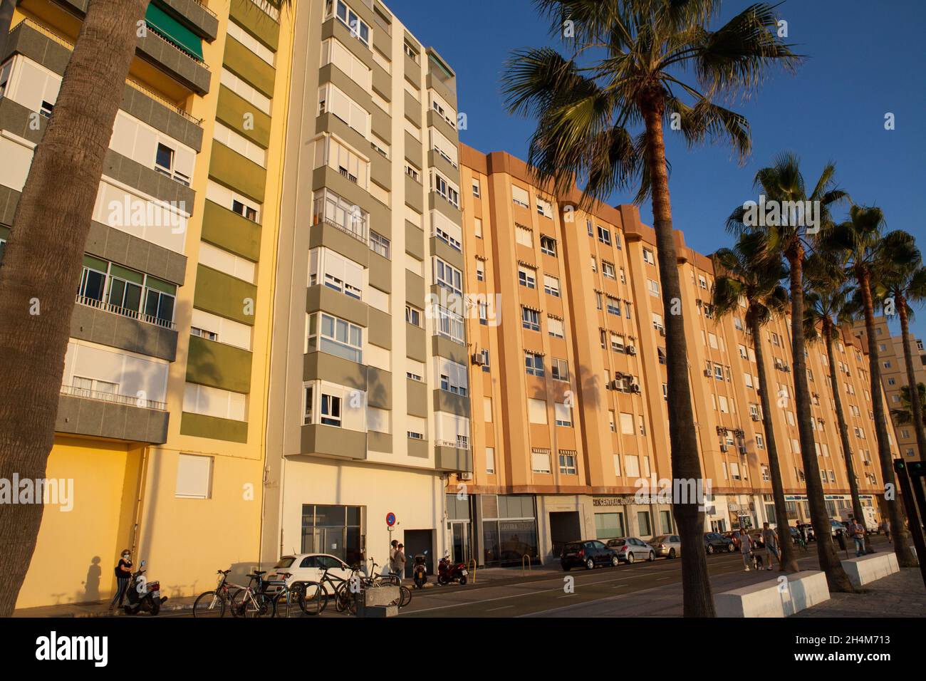 Apartments on Avenue Fernández Ladreda overlooking the seafront in Cadiz Stock Photo