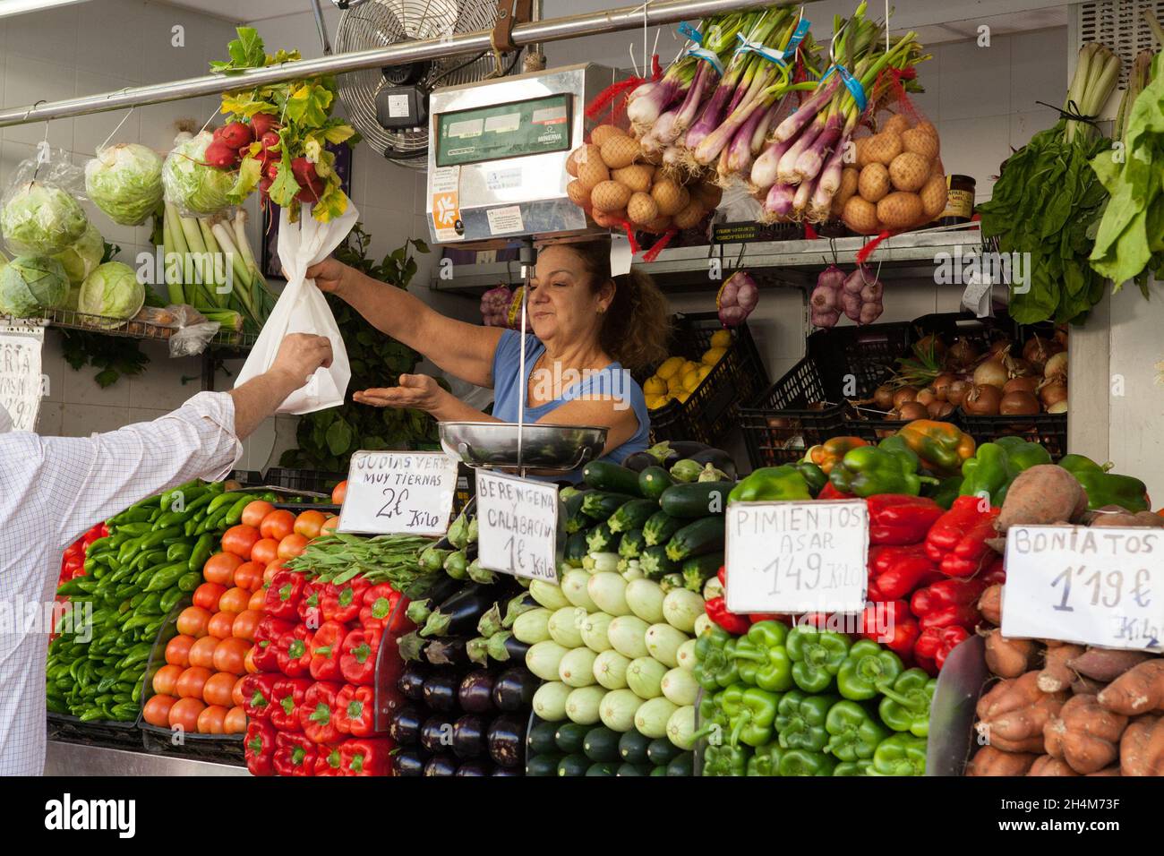 Vegetable stall in the central market of Cadiz Stock Photo