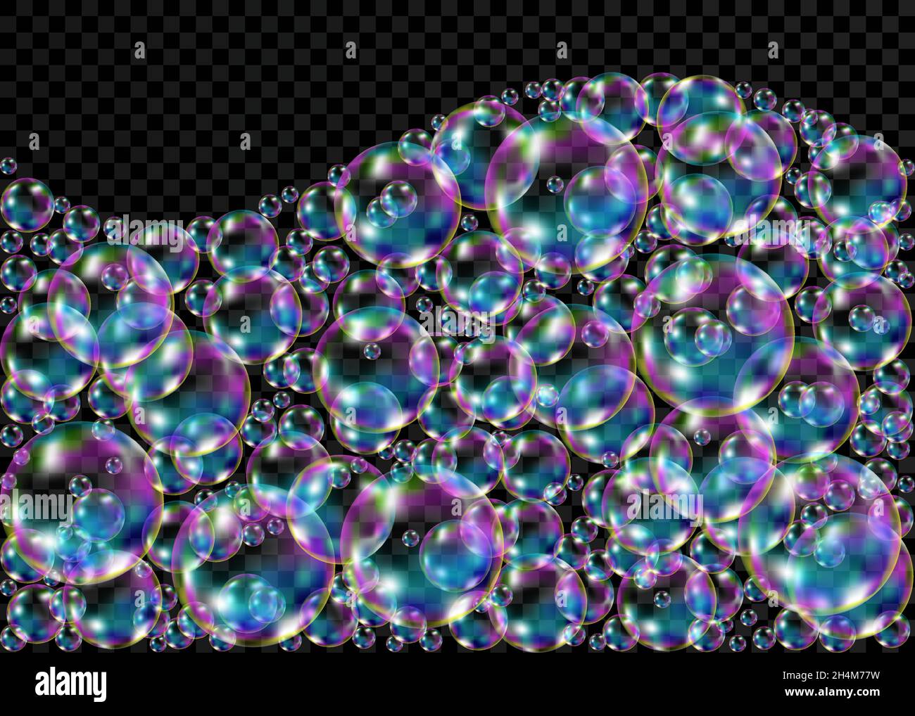 Realistic transparent colorful soap bubbles with rainbow reflection ...