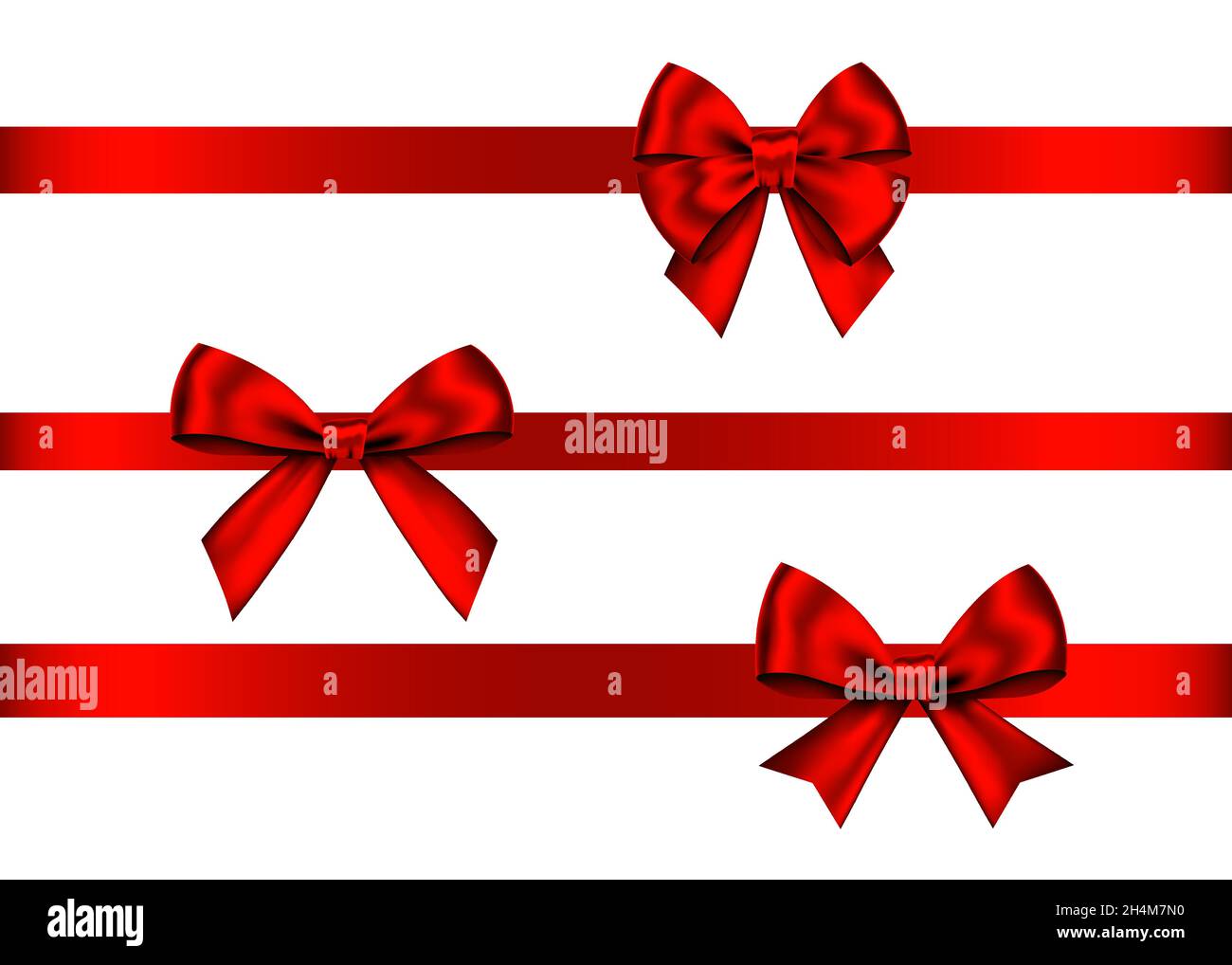 Gift Bows Silk Red Ribbon With Decorative Bow Realistic Luxury