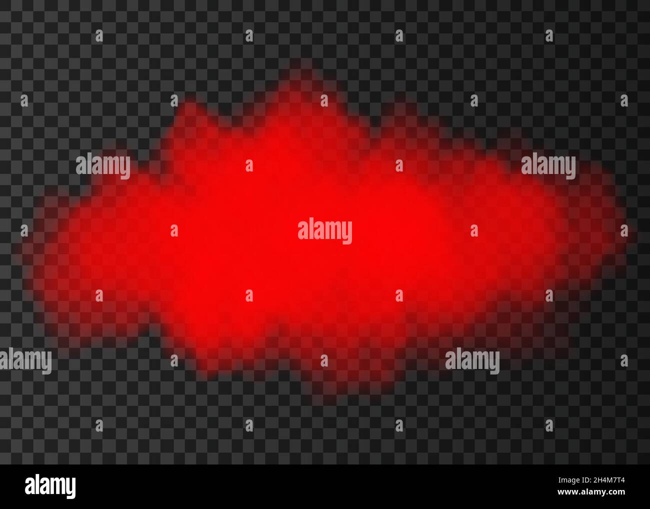 Red smoke cloud  isolated on transparent background.  Steam explosion special effect.  Realistic  vector   fire fog or mist texture . Stock Vector