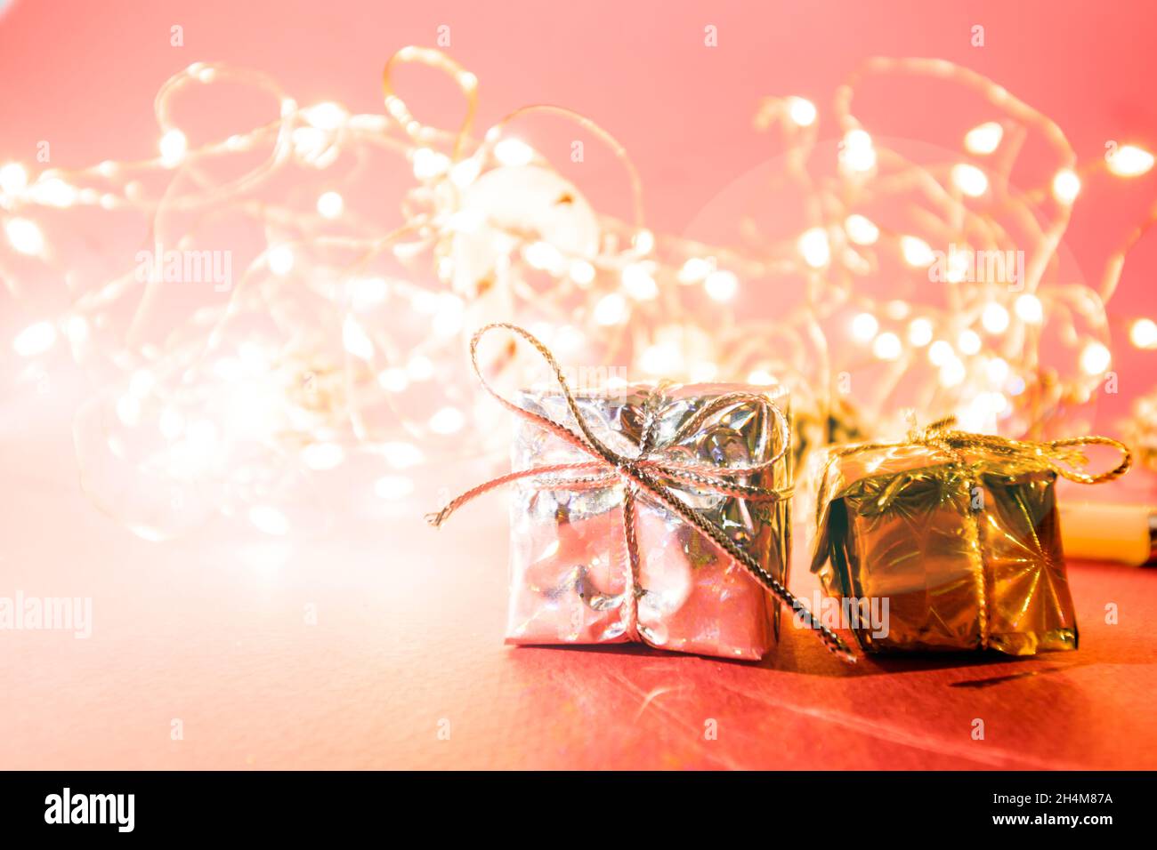 Gifts for the New Year. New Year's atmosphere. Stock Photo