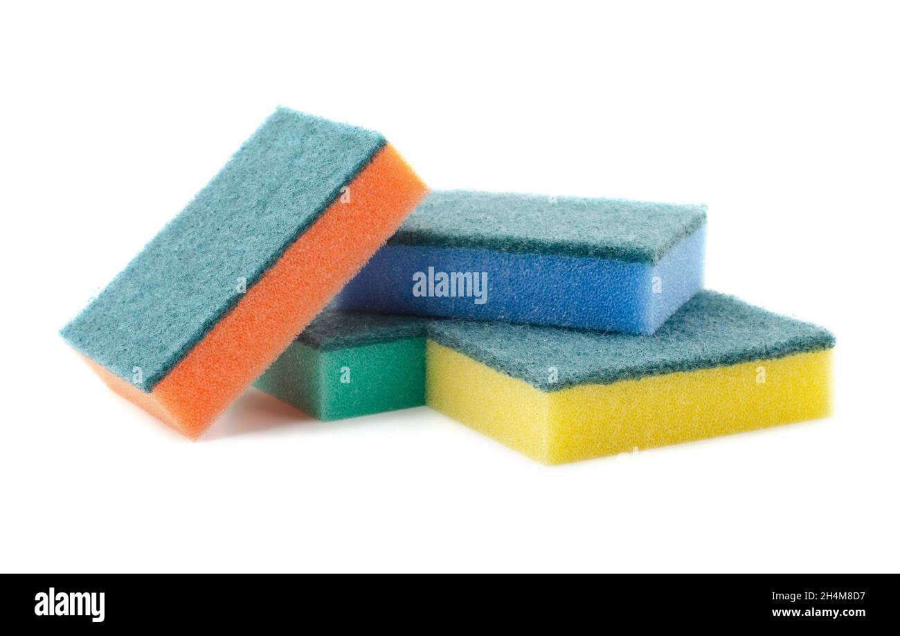 Multicolor sponges isolated on a white background Stock Photo