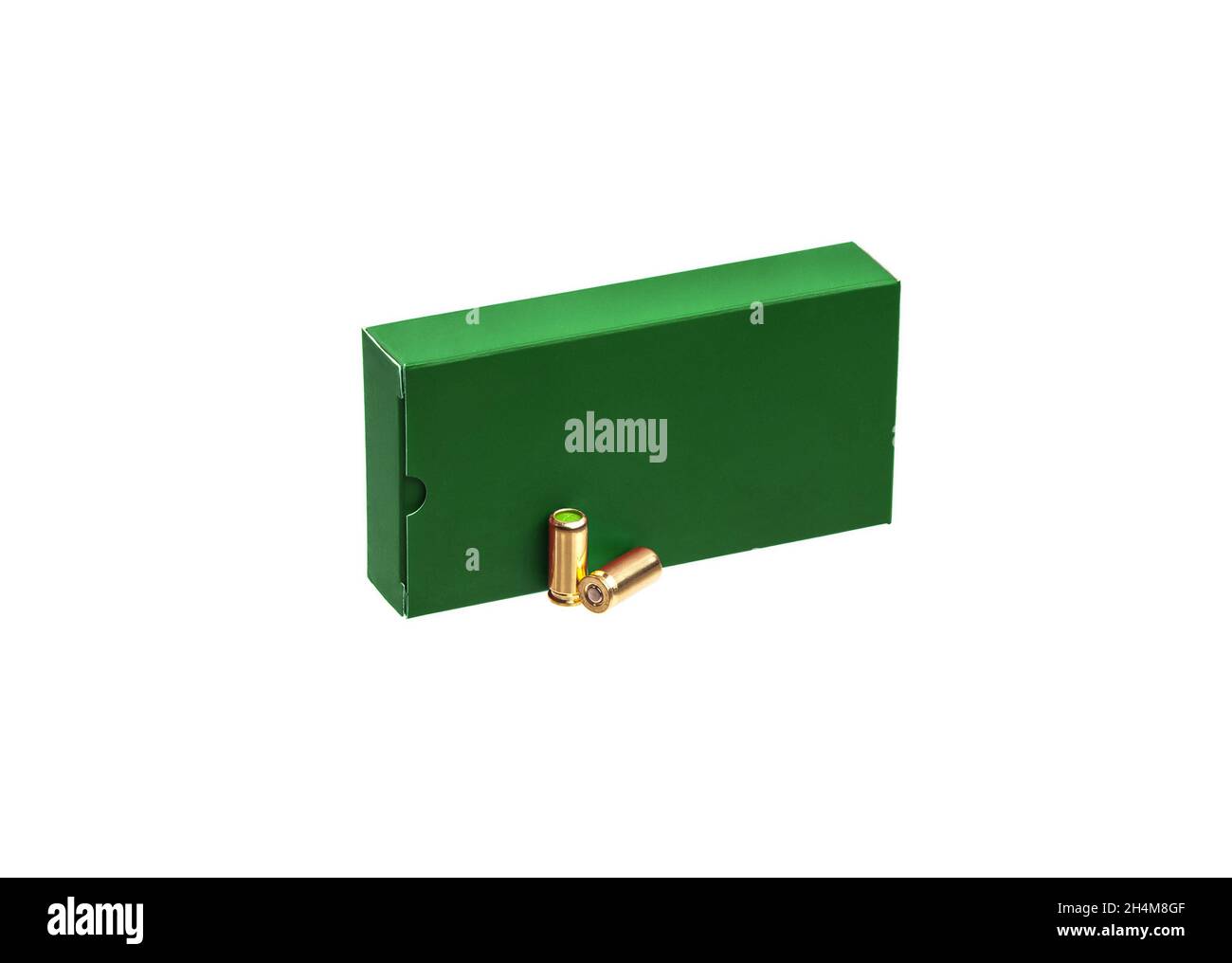 Box of cartridges for a traumatic gun isolate on a white background