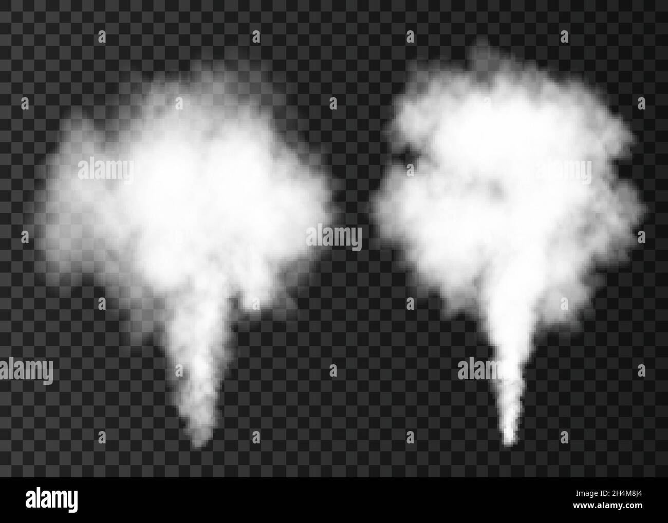 Blue, green smoke burst isolated on transparent background. Color steam  explosion special effect. Realistic vector column of fire fog or mist  texture .