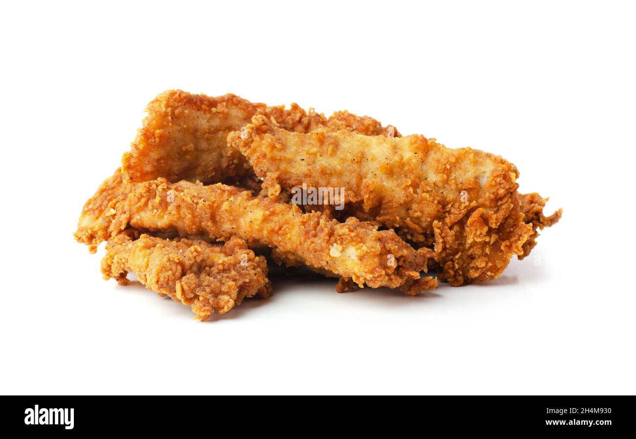 Chicken strips nuggets isolated on a white background Stock Photo