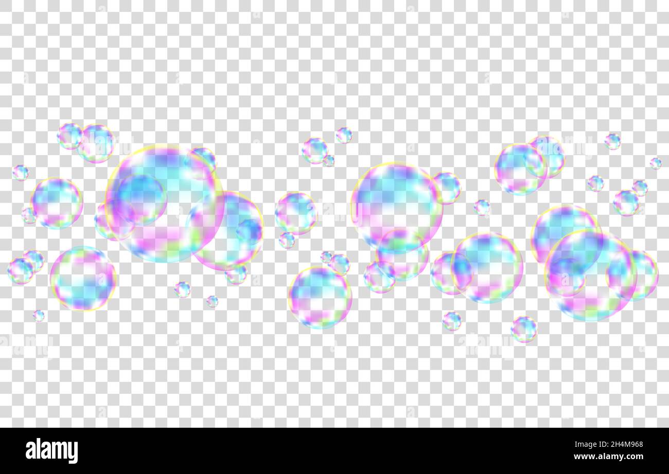 Realistic soap bubbles. Png Bubbles are located on a transparent