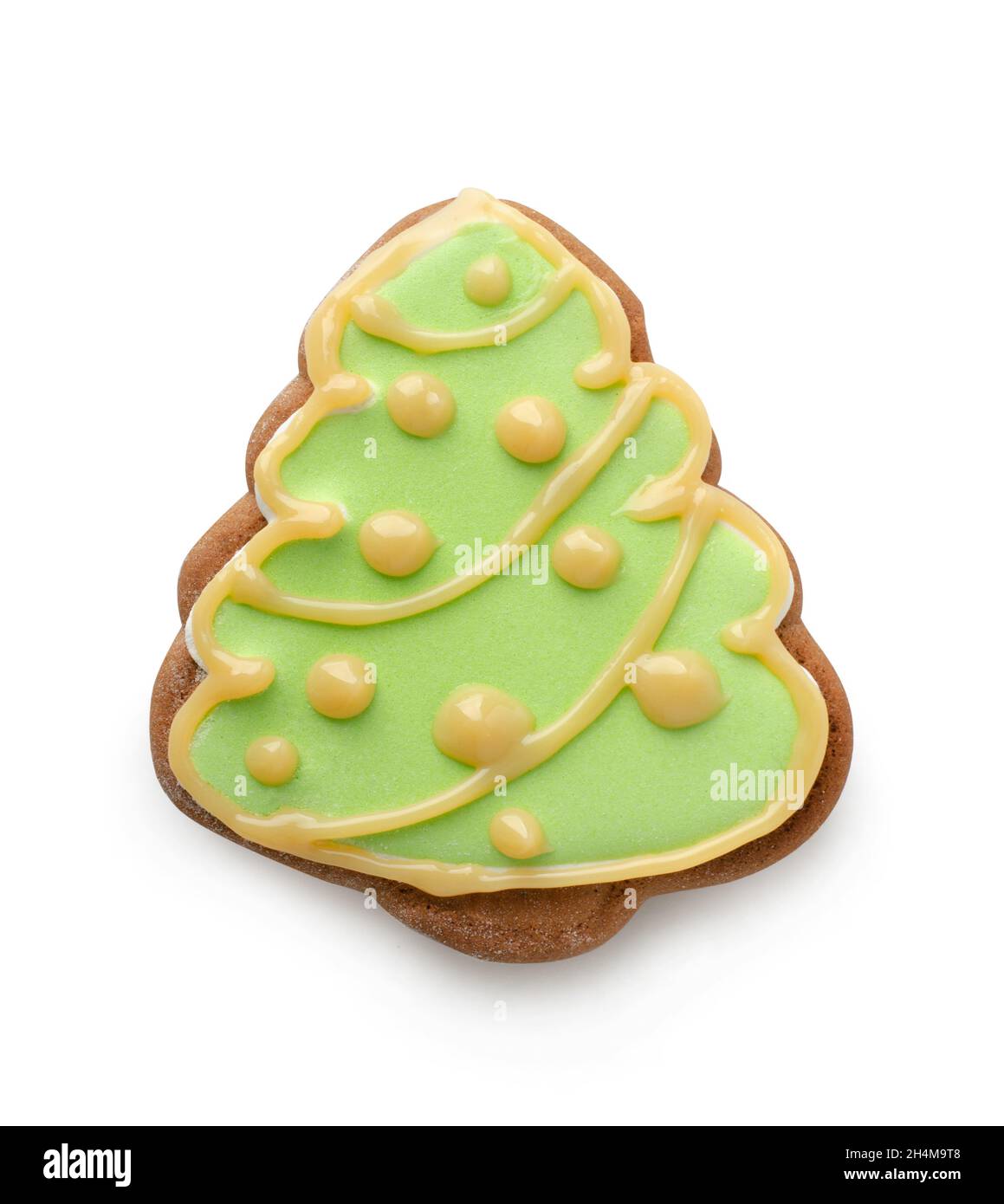 Gingerbread tree isolated on white background. Christmas cookie Stock Photo