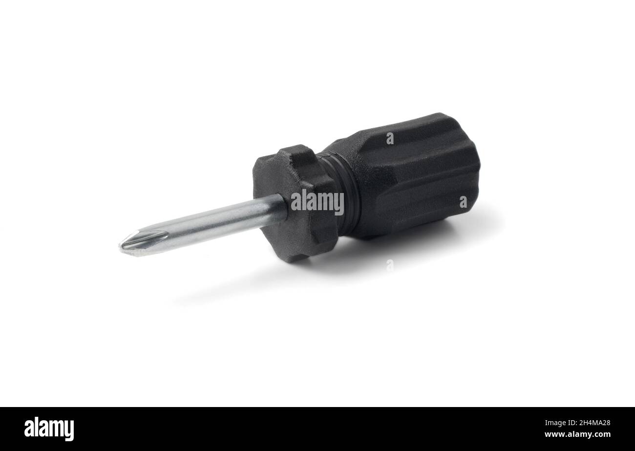 Black mini screwdriver isolated on a white background Stock Photo