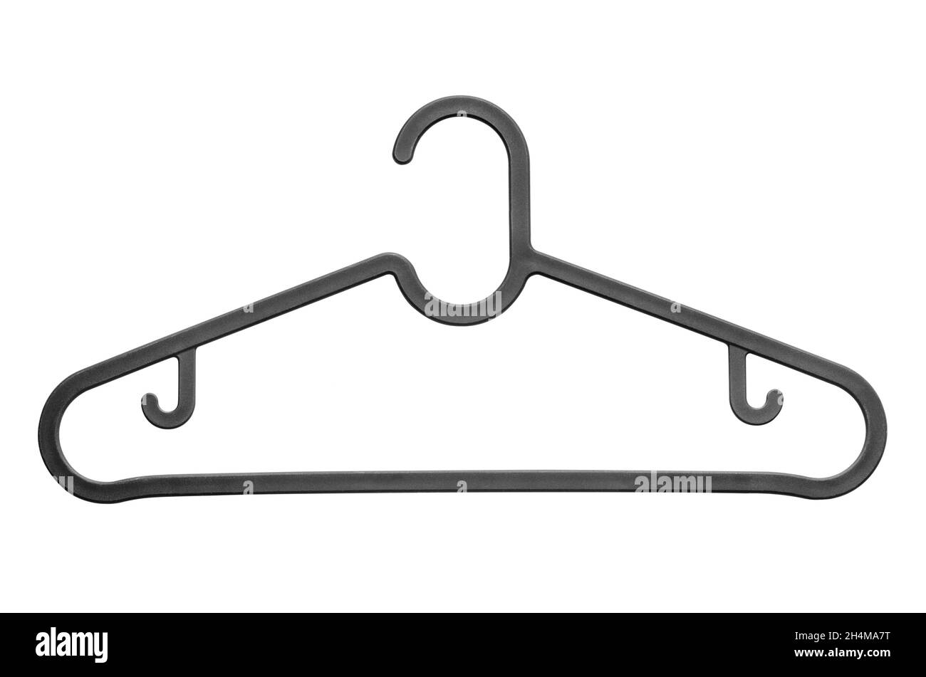 Black plastic coat hanger / clothes hanger isolated on a white background Stock Photo