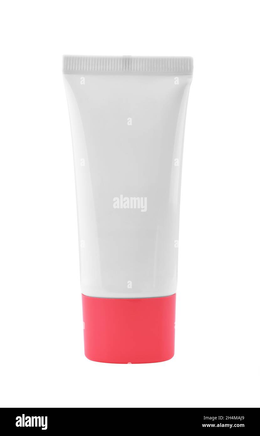 White tube with red cap. For cosmetics, ointments, cream, tooth paste