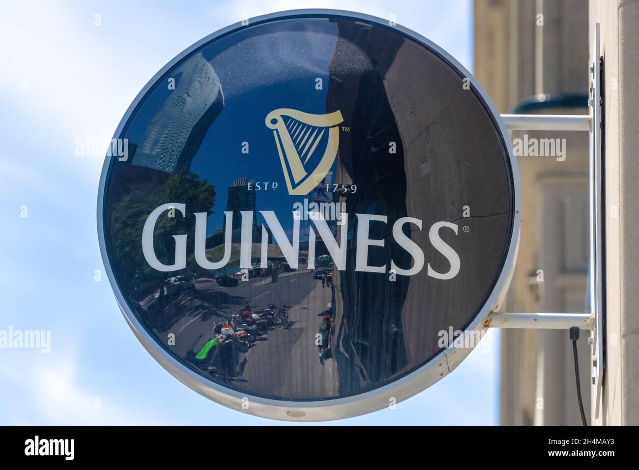 Sign of Guinness beer outside a business in Toronto, Canada.Nov. 2, 2021 Stock Photo