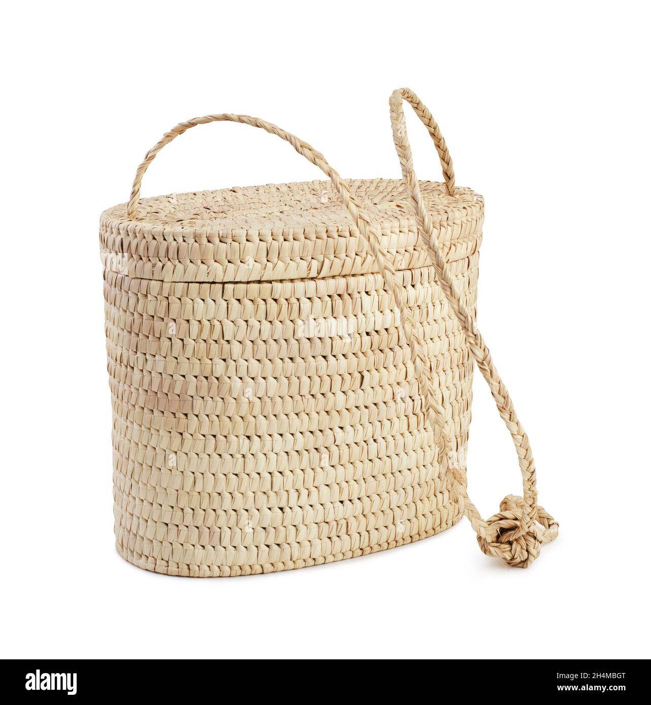 Stylish straw bag isolated on white background. Summer accessory Stock ...