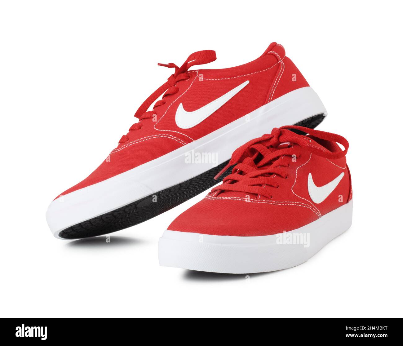 Moscow, Russia - Jule 16, 2021: NIKE red skaters sneakers isolated on white background Stock Photo