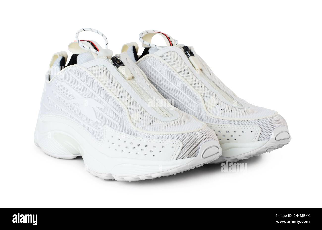 SAMARA, RUSSIA - August 12, 2021: Reebok sneakers for running, or training, isolated on a white background showing the Reebok logo. Stock Photo