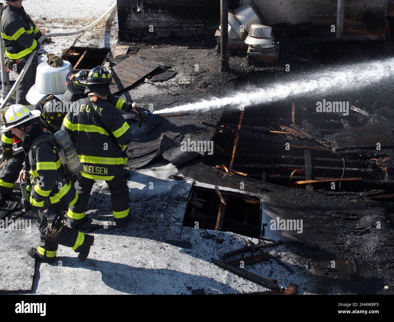 November 3, 2021, New York, New York, USA: New York, A 4 alarm fire erupted in the Flabush section of Brooklyn N.Y. Firemen battled the blaze for three hours until it was put under control, about 240 firemen and Emergency Medical  Service Workers were on scene to battle the blaze. The Chief of the New York Fire Department was asked if the recent NYC  Covid vaccine mandate affected response time his response '' No it did Not. (Credit Image: © Bruce Cotler/ZUMA Press Wire) Stock Photo