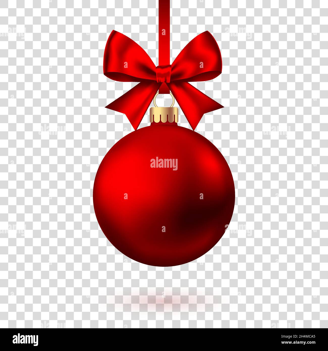 Realistic red Christmas ball with bow and ribbon isolated on white ...