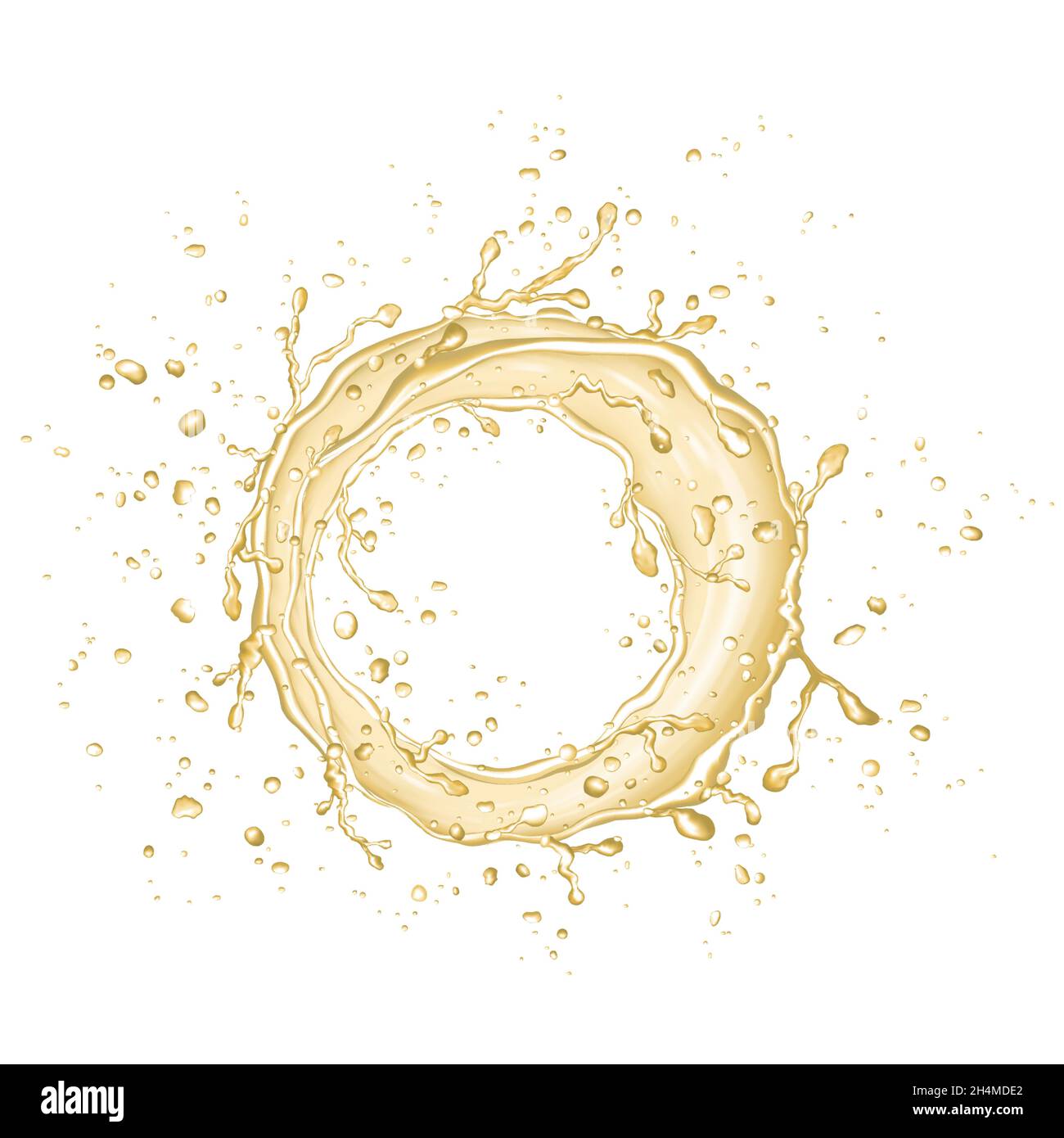 Beer or wine splash and drops isolated on white background. Apple juice. Vector texture. Stock Vector