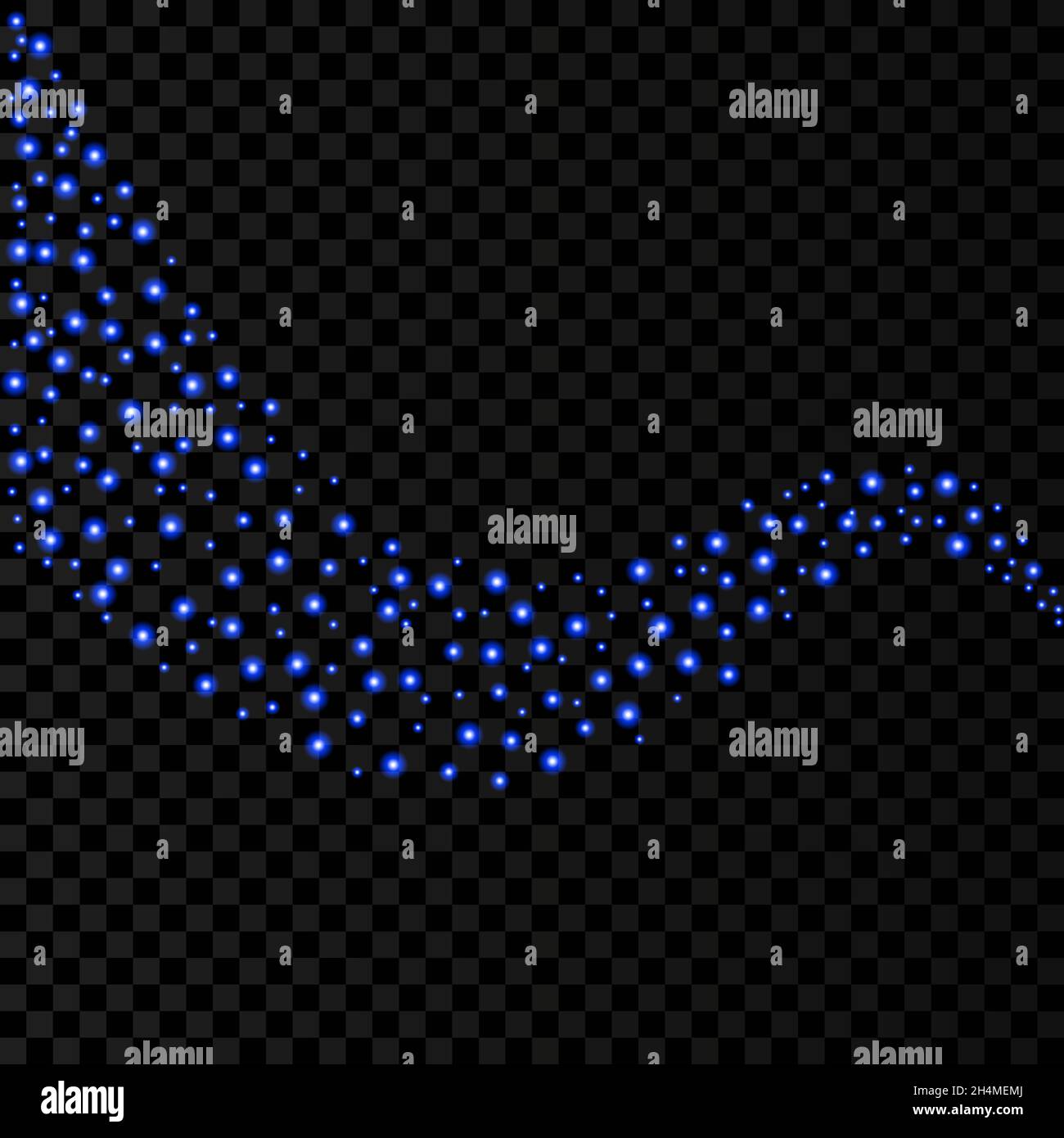 Blue neon circles wave lights effects isolated on black transparent ...