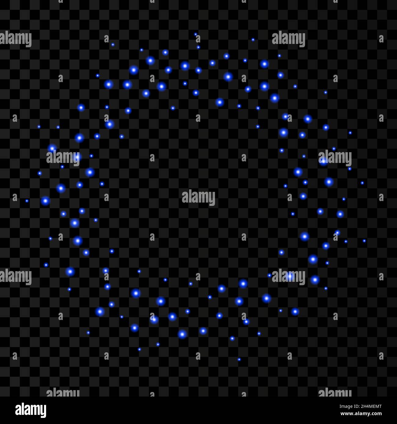 Blue neon circles lights effects isolated on black transparent ...