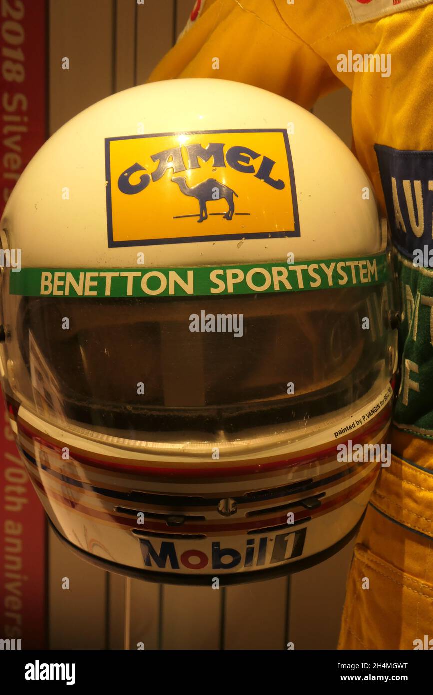 Benetton Camel Racing F1 helmet at Silverstone Experience Northamptonshire  UK Stock Photo - Alamy