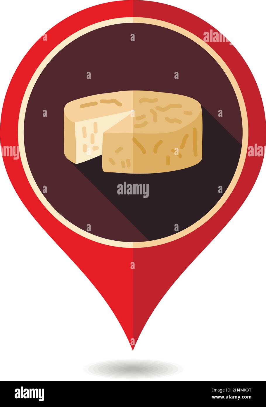Soft cheese with mold pin map icon. Farm animal Map pointer. Map marker ...