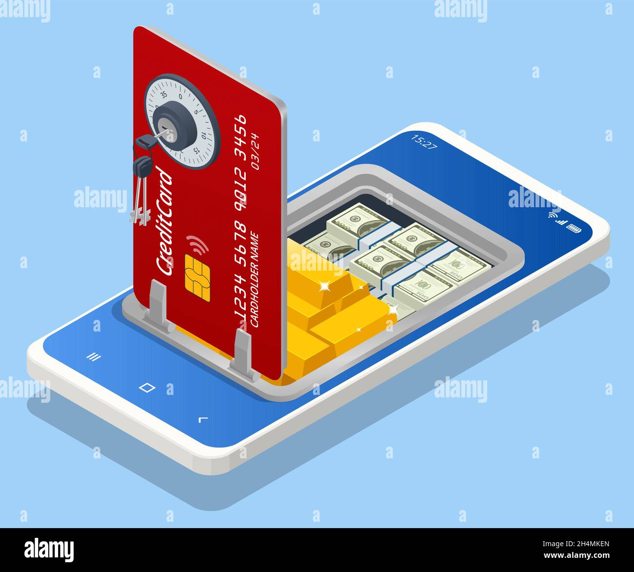 Isometric Online Mobile Banking and Banking. Mobile Banking