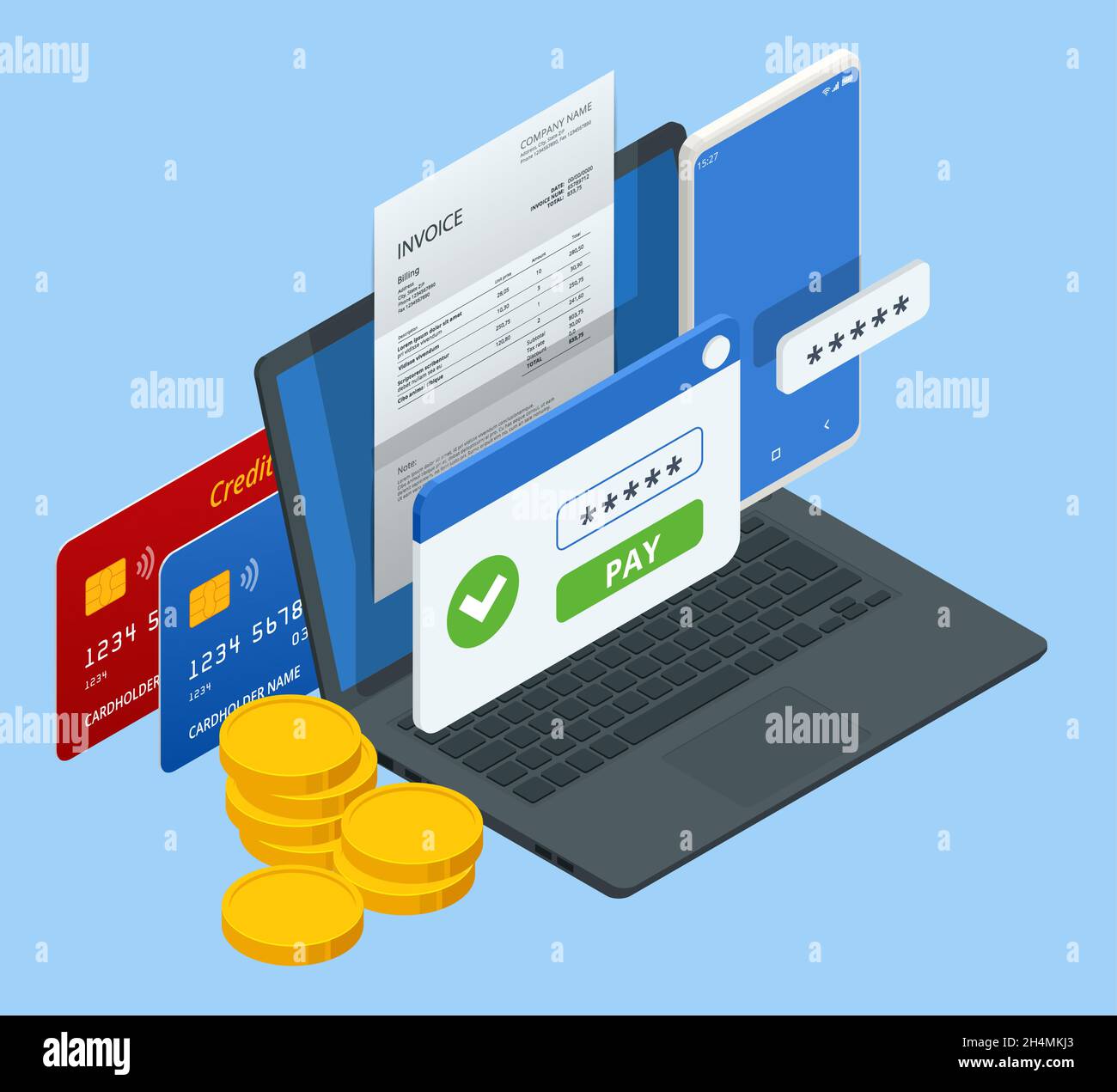 Isometric Online Mobile Banking and Banking. Mobile Banking