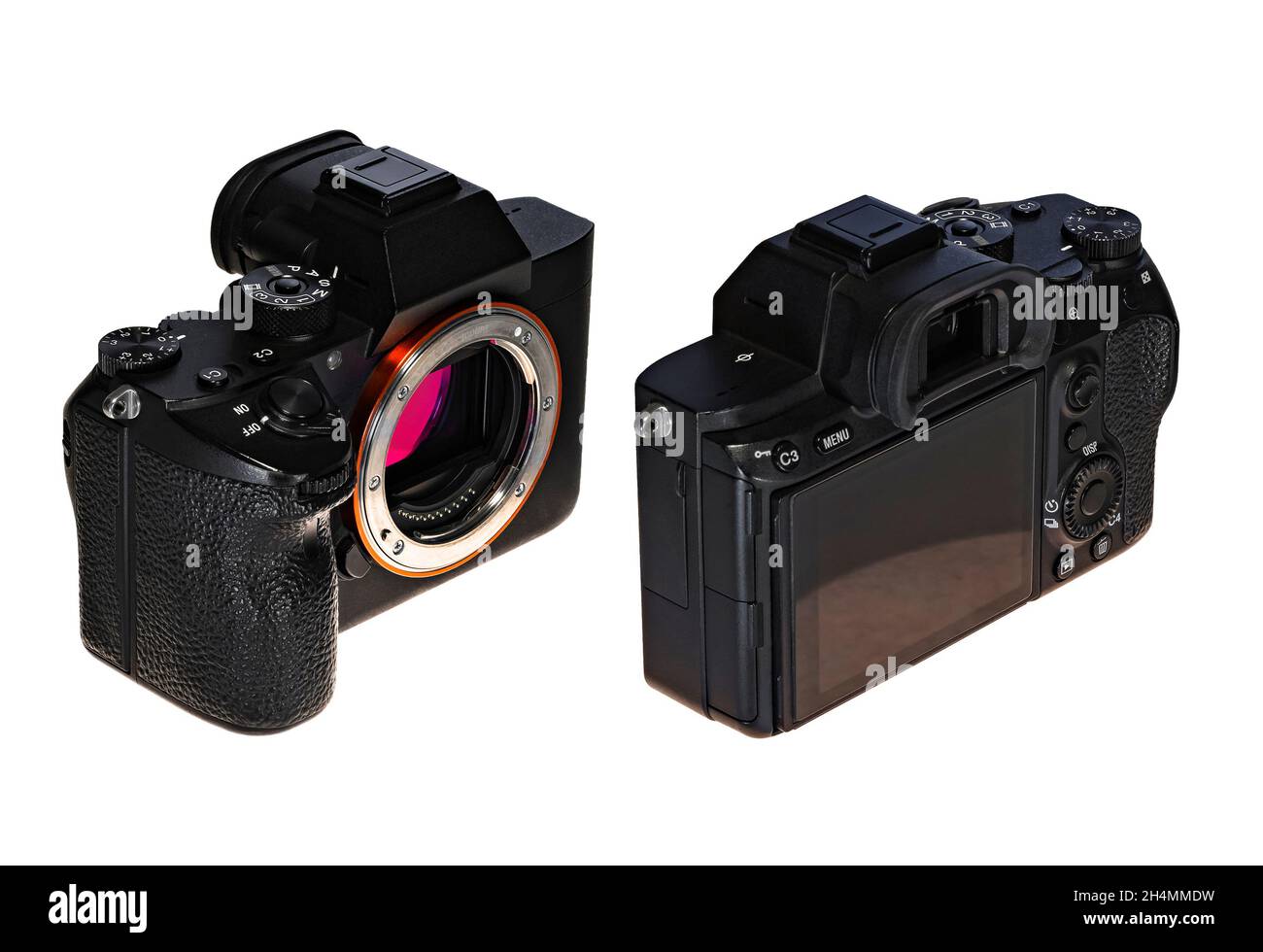 Isolated black Japanese professional Fullframe mirrorless