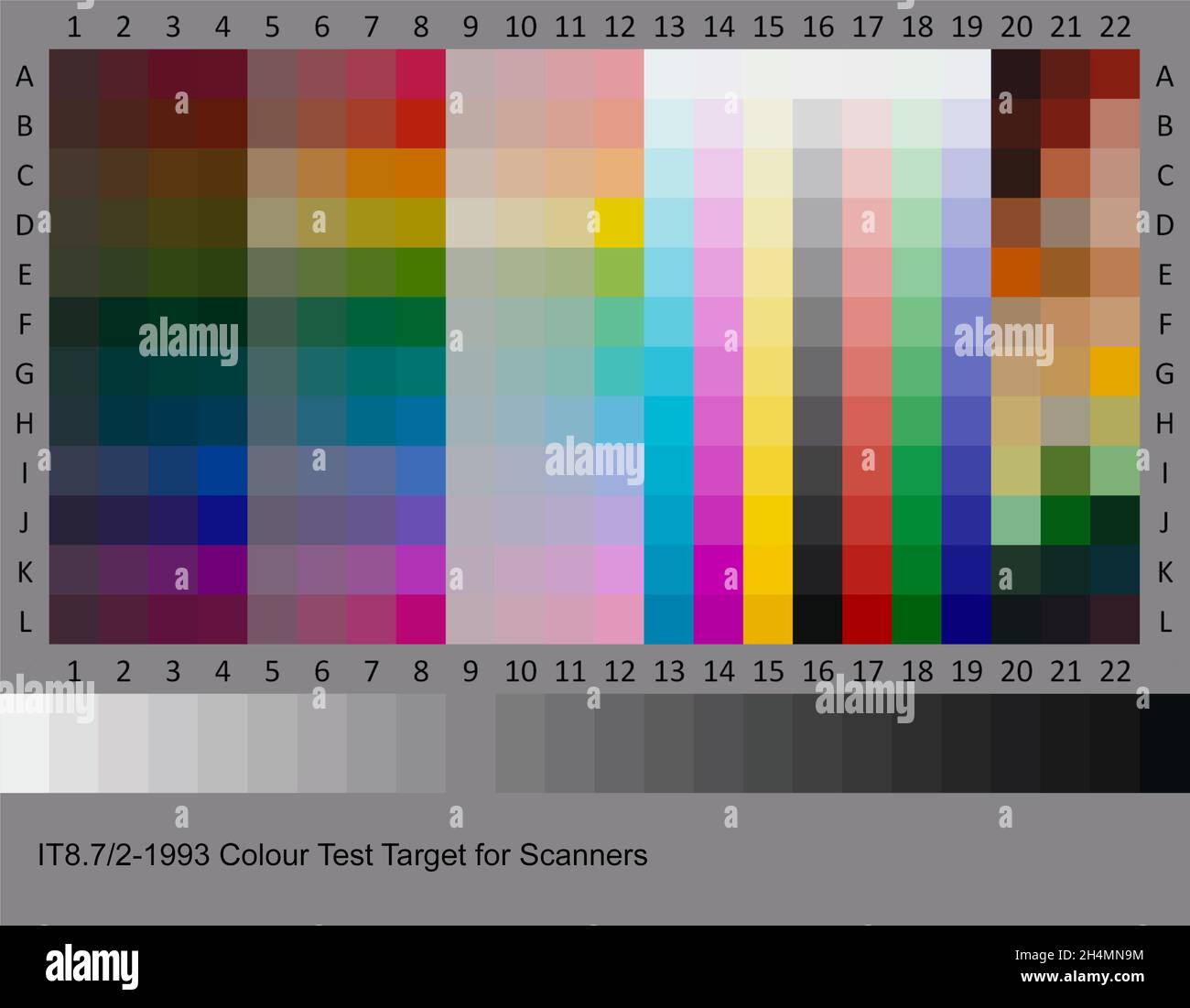 IT8.7/2 - 1993 Colour Test Calibration Chart as used for profiling image scanners and digitisers Stock Photo